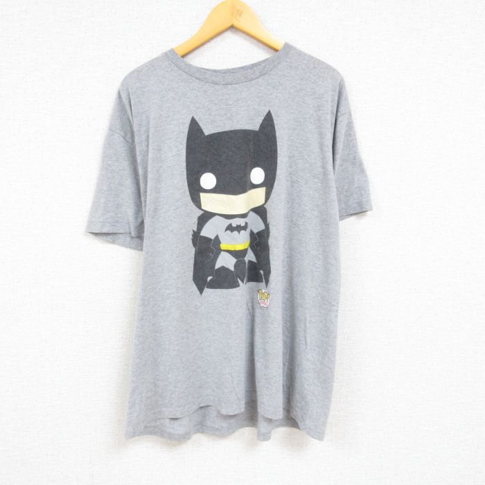 XL/古着 半袖 Tシャツ メンズ DCコミックス バットマン BATMAN POP 大きいサイズ クルーネック グレー 霜降り 23may18 中古