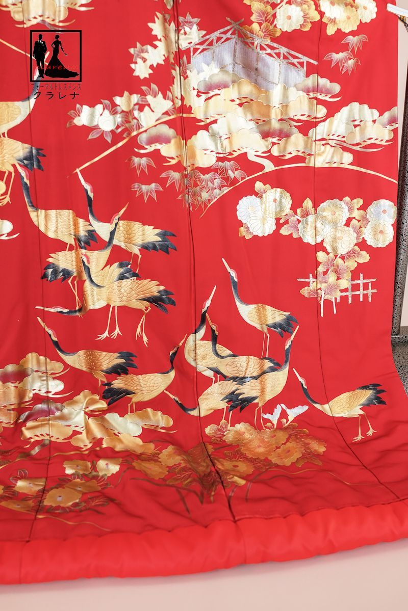 フォーマル衣装》 京都本手描友禅作家 秋山章作品 赤 ゴールド 正絹 色  