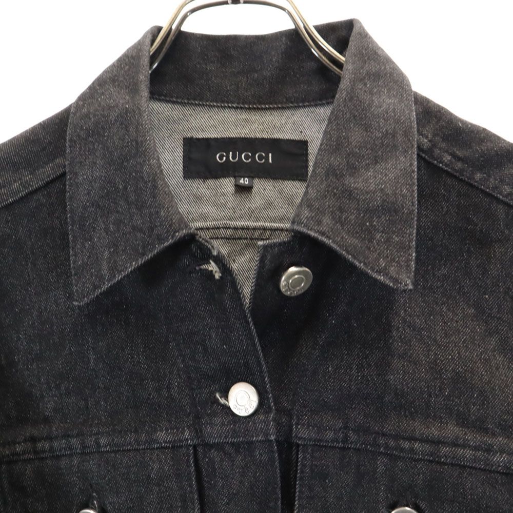 GUCCI デニムジャケット 黒 レディース サイズ40 グッチ グッチ イタリア製 デニムジャケット 40 ブラック GUCCI