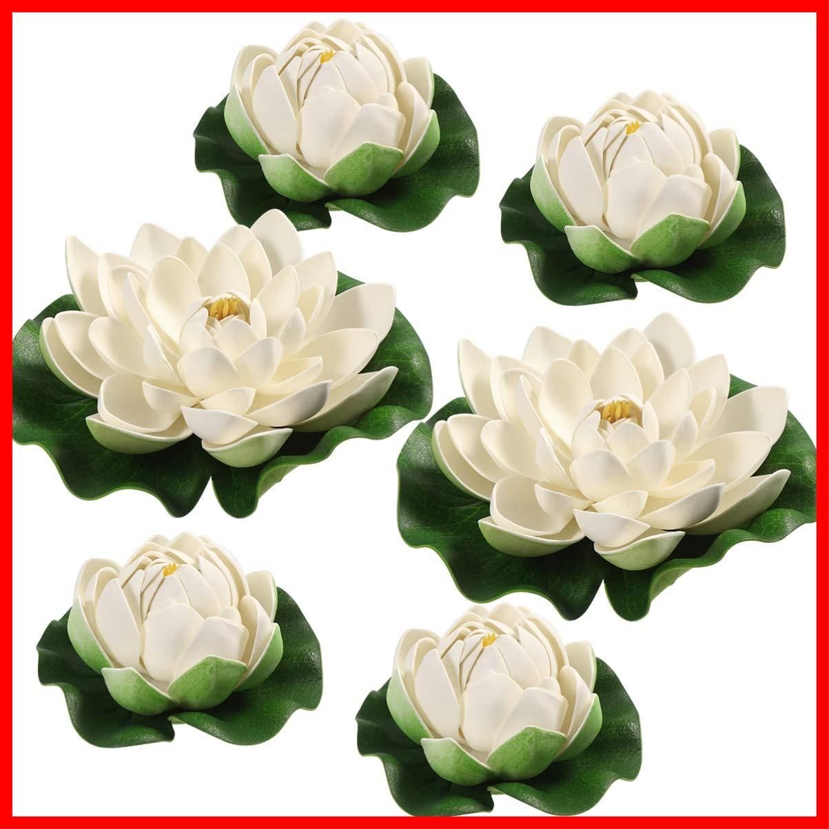 造花 蓮 水槽用 人工蓮 フェイク睡蓮 人工観葉植物 水槽飾り WINOMO 水族館内装 フェイクグリーン 中庭 池を飾り オーナメント 2×18cm 4×10cm 6枚セット