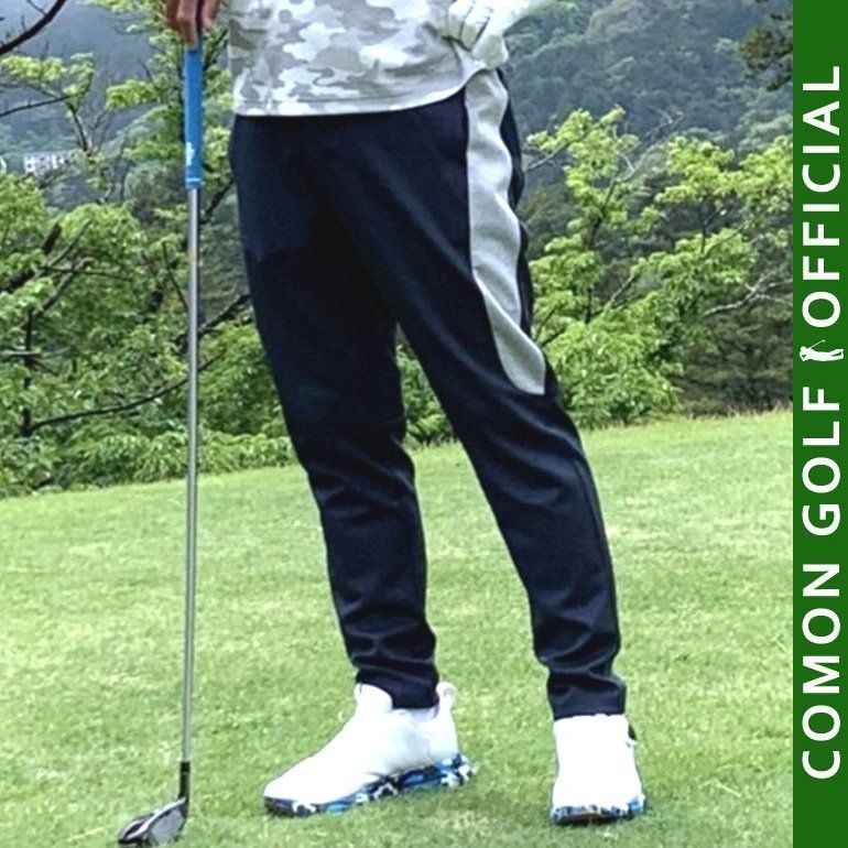 新品【COMONGOLF/コモンゴルフ】ストレッチポンチアンクル丈テーパードゴルフパンツ/ネイビー×杢グレー(CG-21022ST)ゴルフウェア 春 秋 ロングパンツ ズボン ウエストゴム 大きいサイズ M L XL XXL XXXL LL 2XL 3XL