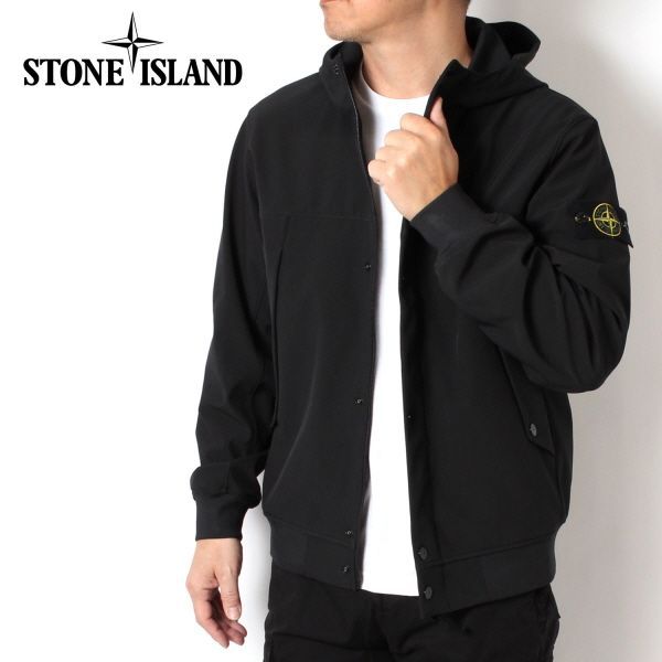 24SSモデル ストーンアイランド STONE ISLAND  バッジワッペン付き ストレッチジャケット【V0029 BLACK】 40227  V0029/【2024SS】m-outer