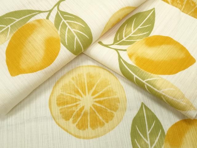 平和屋着物∴夏物 浴衣 レモン 檸檬 綿 CAAY4637ng