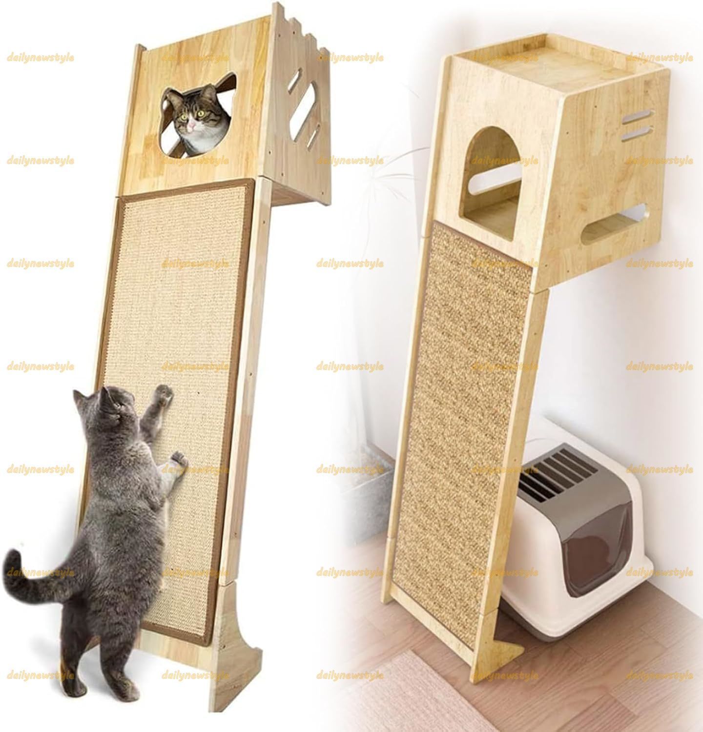 人気推薦◆キャットタワー 木製 猫爪とぎ 無垢材 窓 猫タワー 木登りタワー 据え置き 高さ150cm 猫部屋 爪研ぎ付き 耐荷重70kg 多頭飼い 麻