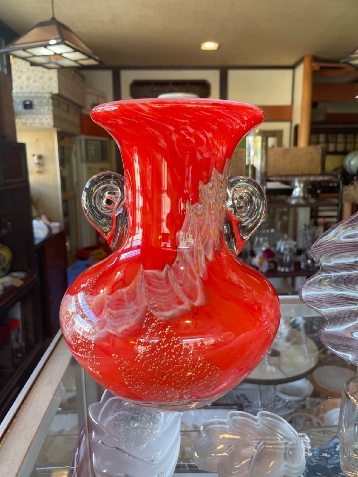 ビンテージ 昭和レトロ 花瓶 信楽焼 美杉 波模様 花瓶 花器 華道 鉢