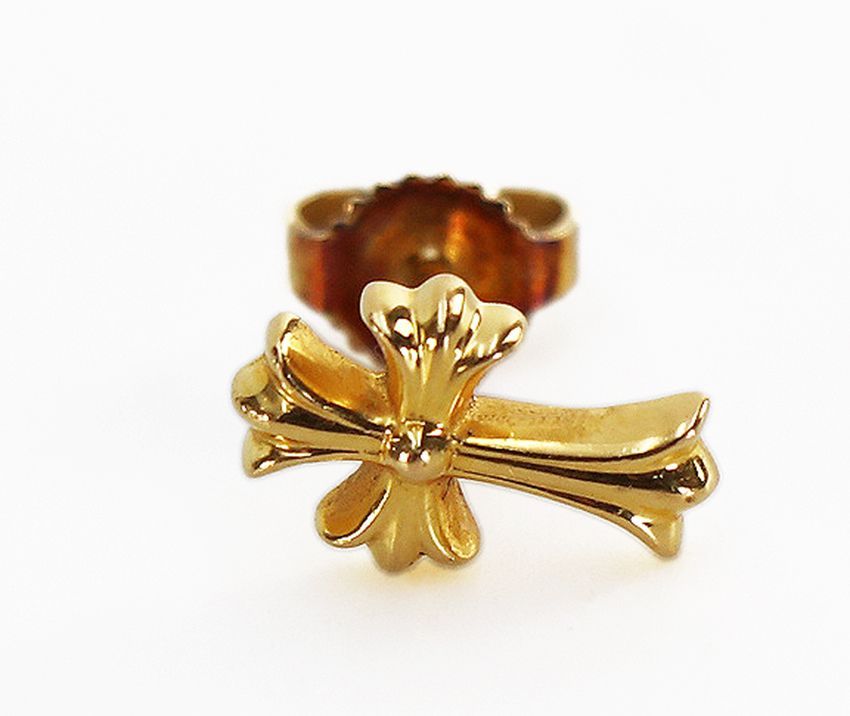 クロムハーツ ピアス 22K クロスファット スタッド 14K YG 片耳