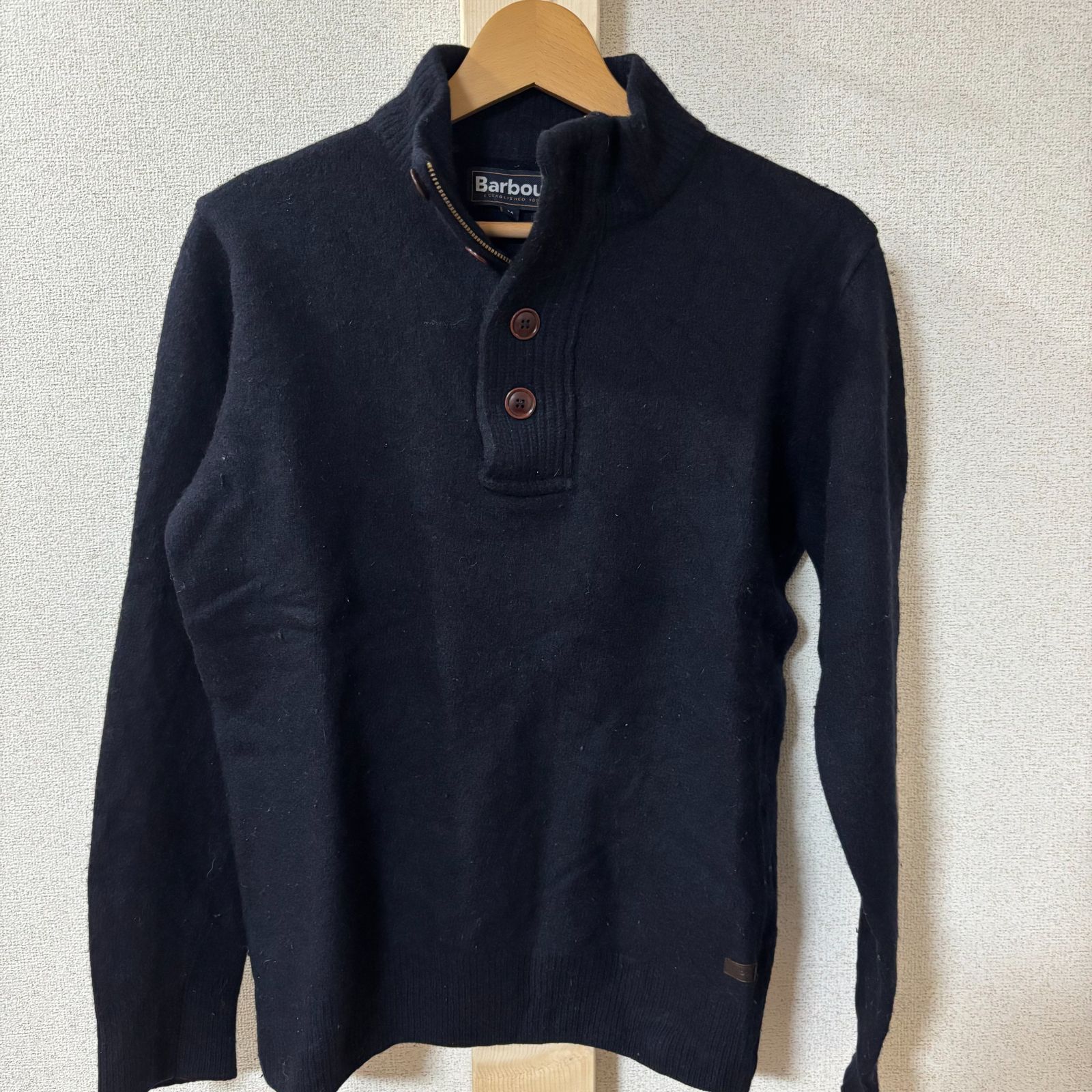 Barbour ヘンリネックニット バブアー 肘当て - メルカリ