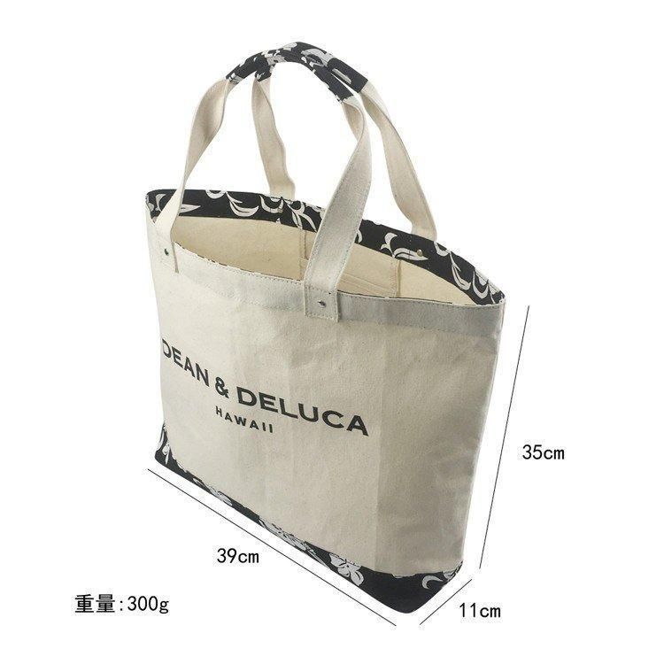 DEAN＆DELUCA  ディーン＆デルーカ ショルダーバッグキャンバス トートバッグ HAWAII限定 ハイビスカス柄 Natural 　Lサイズ