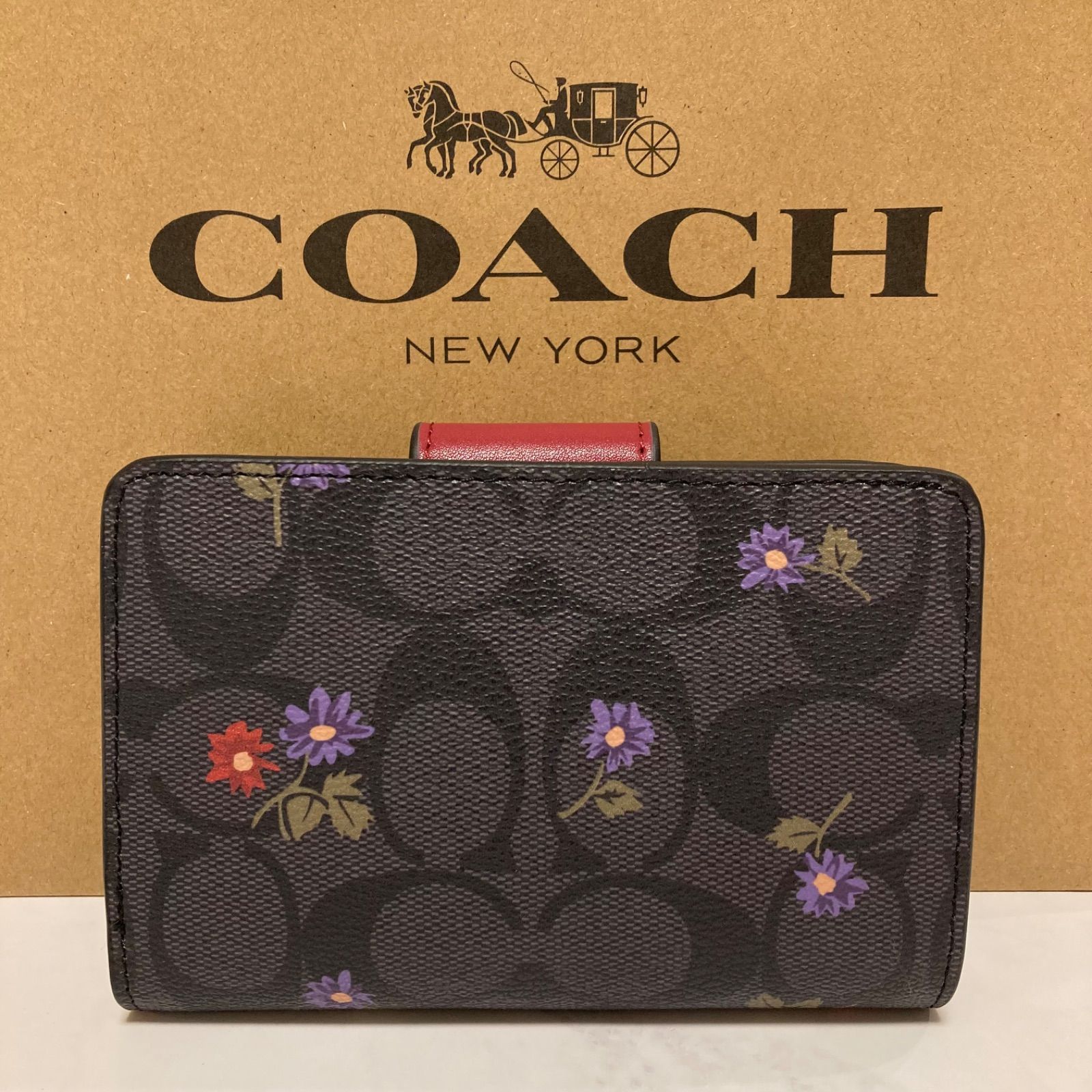 新品 COACH 長財布 コーチ 二つ折り財布 レディース メンズ ブラック 