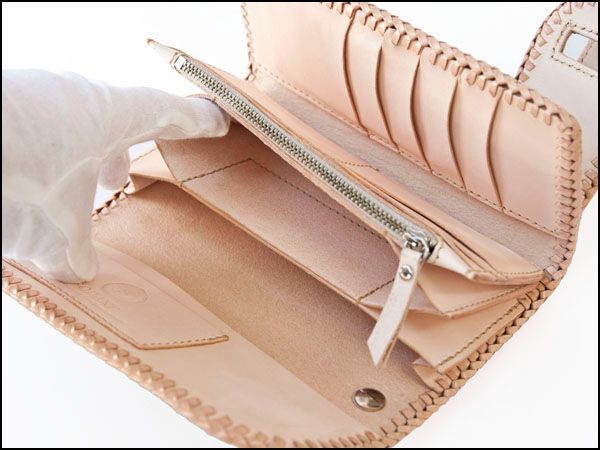ハンドメイド手編み三つ折長財布