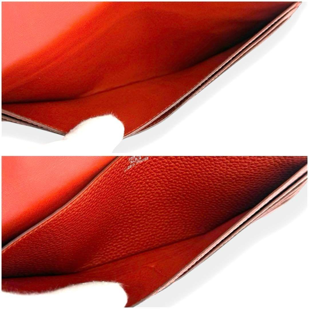 使用わずか エルメス 長財布 ドゴン ロング トゴ レッド レザー cx3