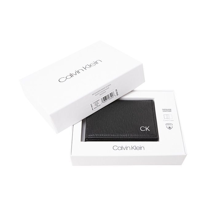 カルバン・クライン 専属BOX入り 名刺入れ  ロゴ レザー メンズ 31ck200002 Calvin Klein