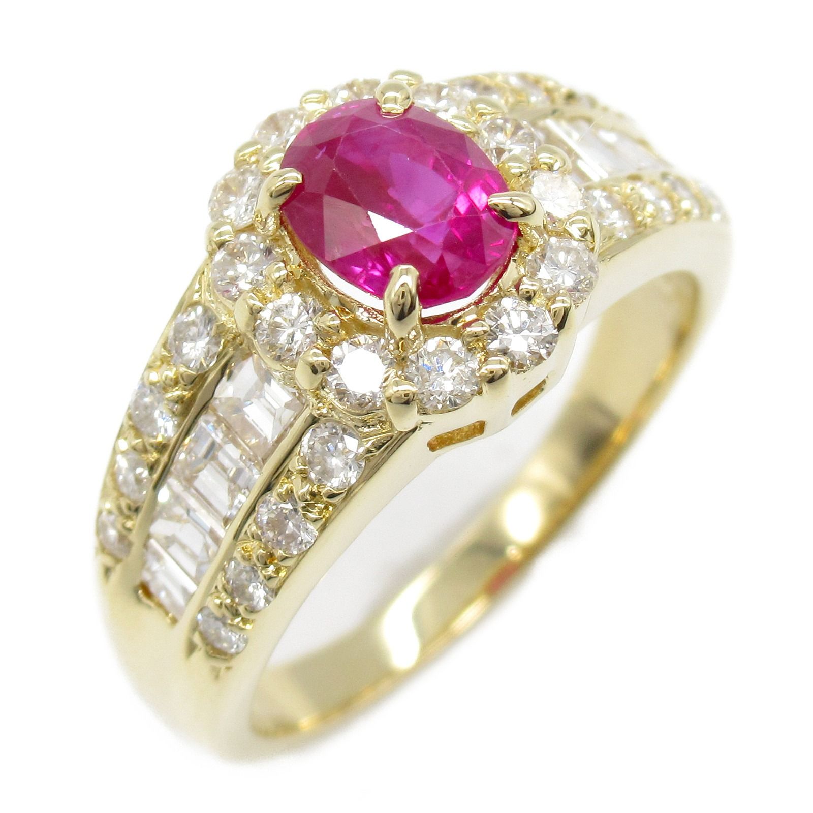 ジュエリー JEWELRY リング 指輪 ルビー ダイヤモンド リング ﾙﾋﾞｰ 6.8g 10.5 K18 イエローゴールド ダイヤモンド リング レディース Used A
