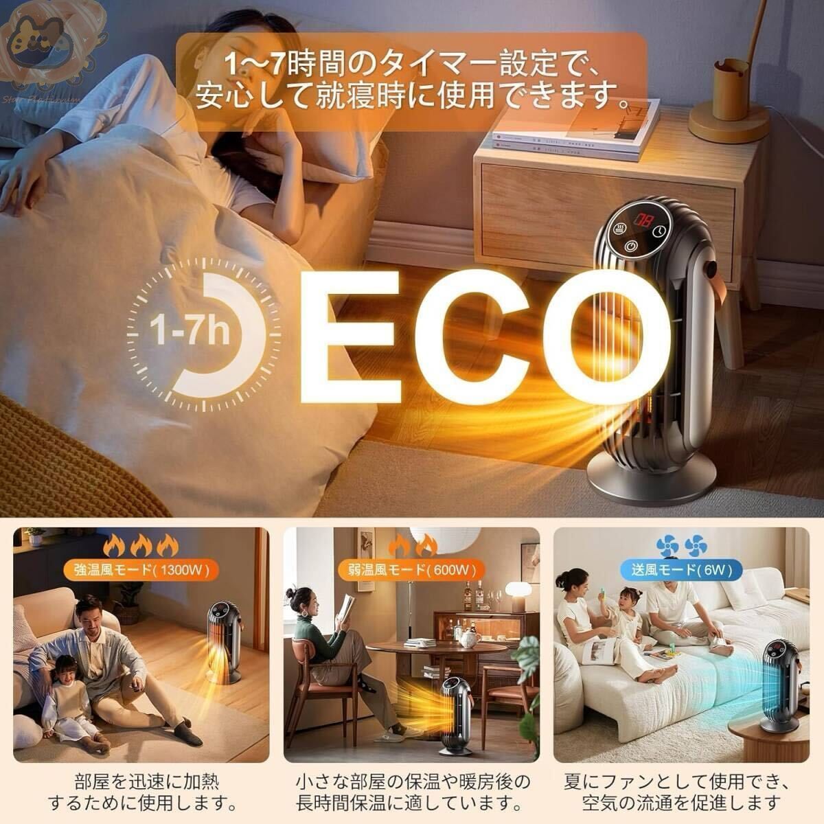 セラミックヒーター　電気ヒーター　電気ストーブ　S720 新品未使用 Amazon | 『2024冬新型』 セラミックヒーター 【ECO知能恒温