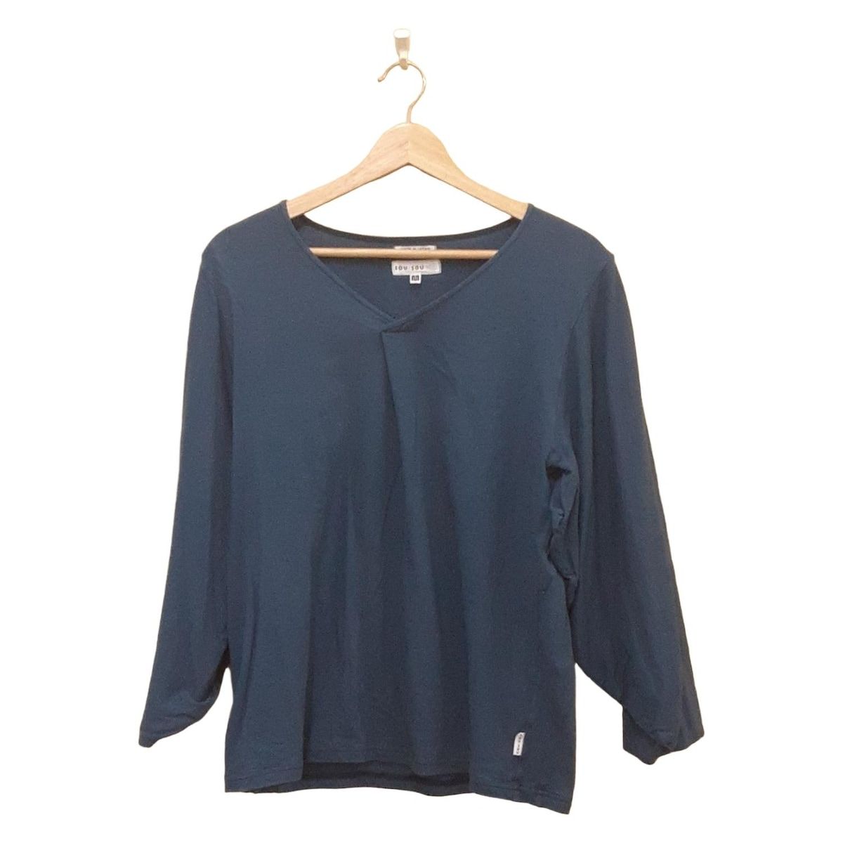 SOU・SOU(ソウソウ) 長袖カットソー サイズM レディース美品 - ブルーグリーン×白×マルチ Vネック/ドット柄