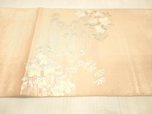 平和屋着物＊夏物 太鼓柄袋帯 唐織 草花文 銀糸 正絹 逸品