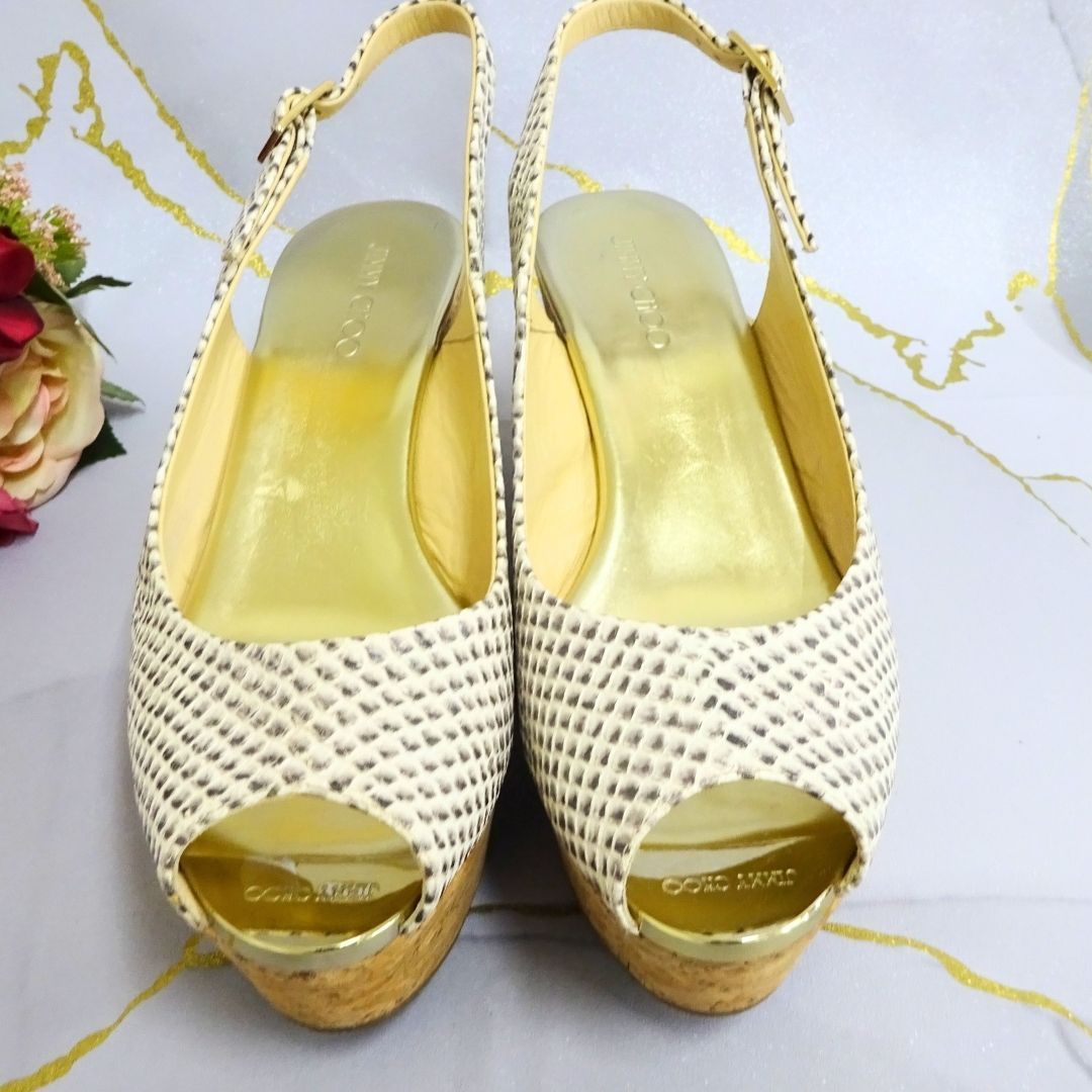 Jimmy Choo ジミーチュウ ウェッジソール サンダル パイソン柄 厚底 