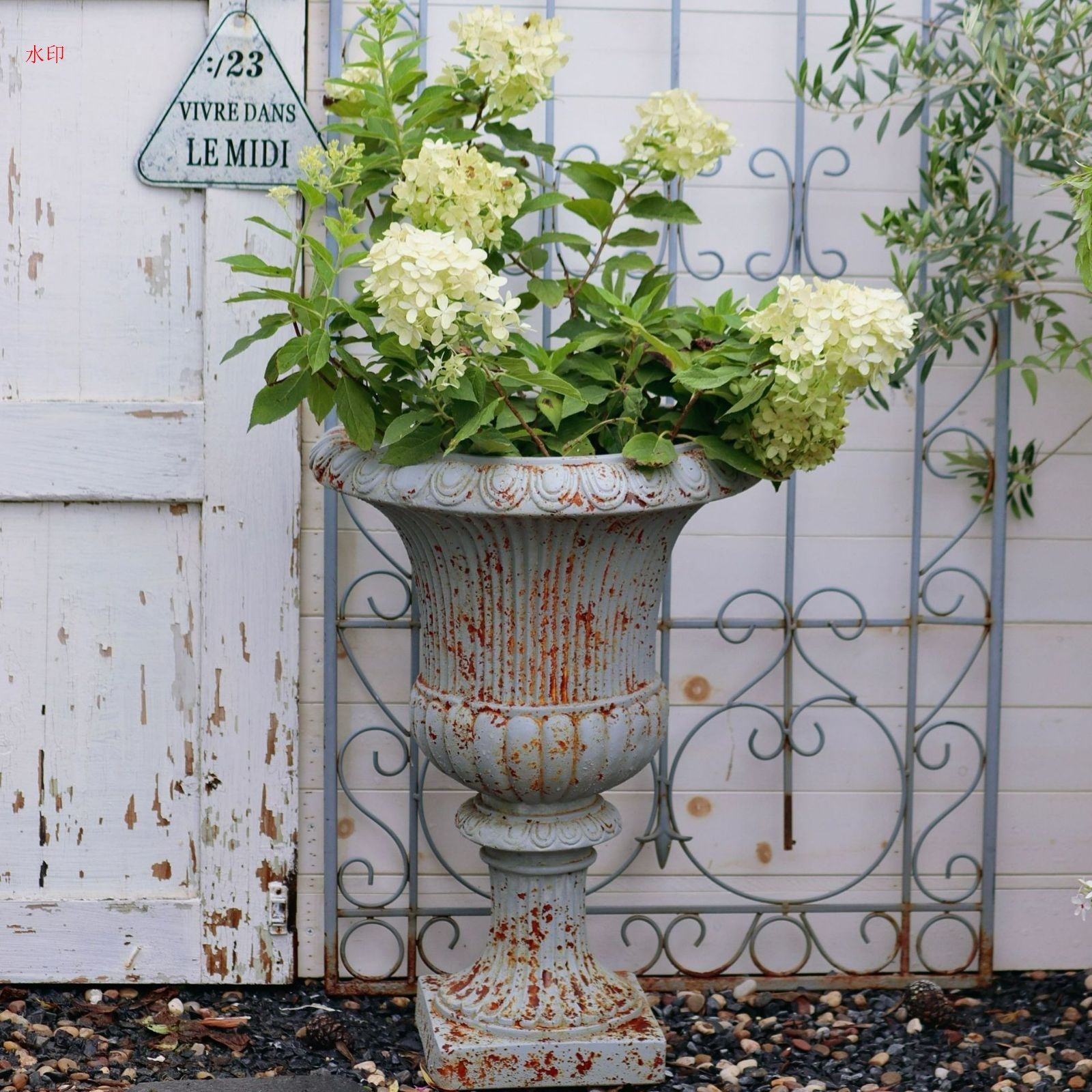 植木鉢 ヴィンテージ調 シャビー加工 グレー 排水穴あり フラワーポット プランター 鉢植え シャビーシック ガーデニング 雑貨 ガーデン雑貨 ガーデンインテリア ガーデン インテリア 庭の装飾 お