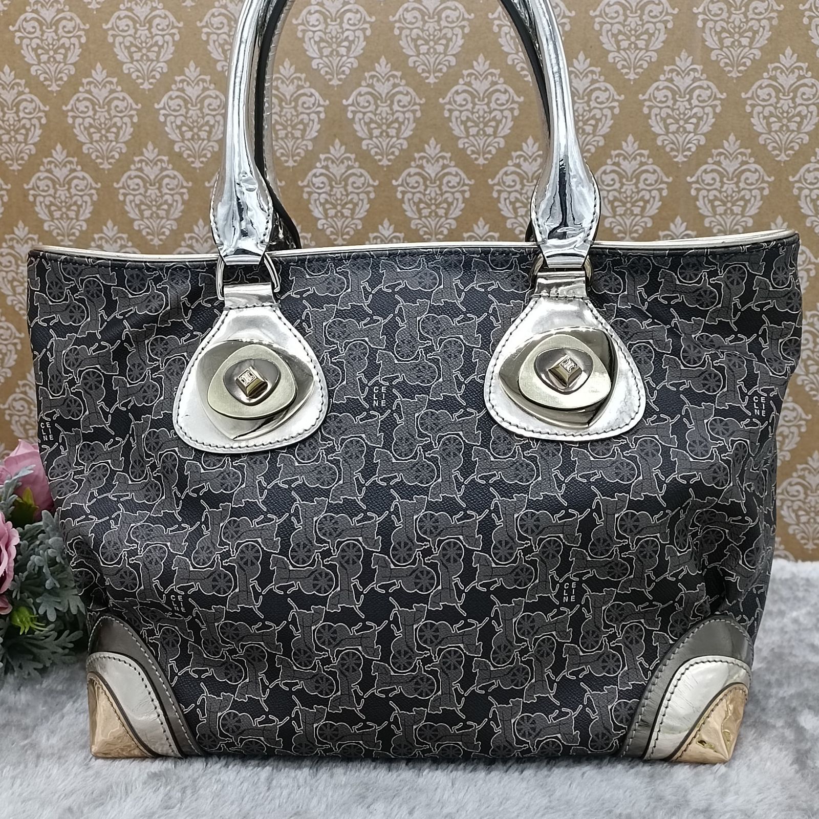 CELINE 》 セリーヌ ハンドバッグ トートバッグ サルキー 馬車柄 総柄 