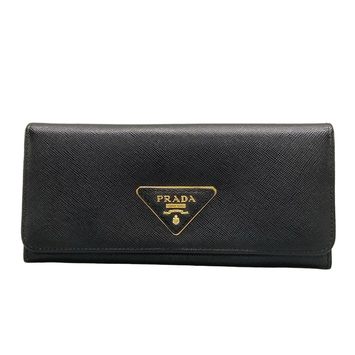 PRADA プラダ 長財布 - 1M1132 黒 ゴールド金具 レザー
