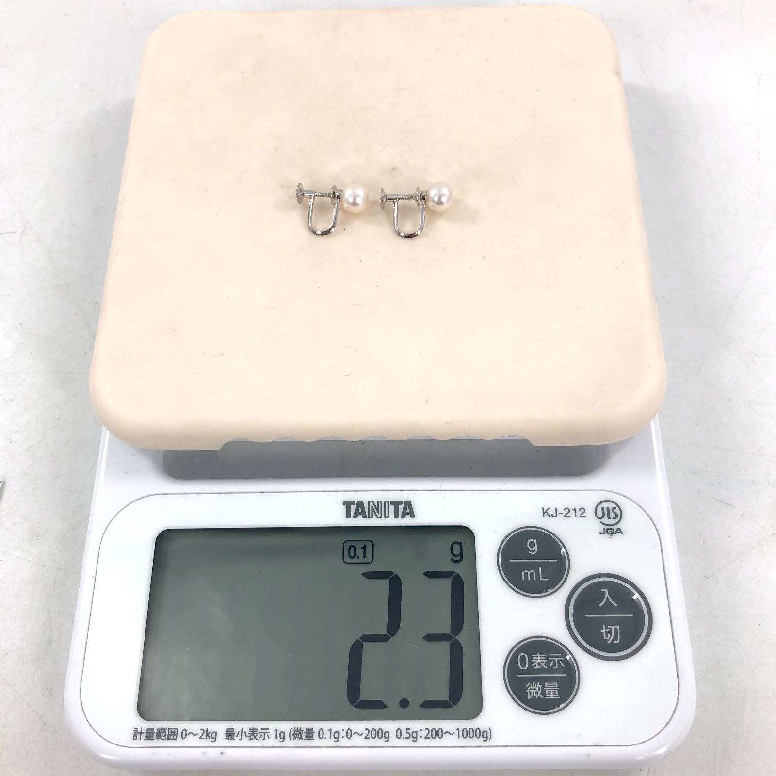 TASAKI タサキ パールイヤリング WGK14 刻印 6.9mm 7.1mm レディース 