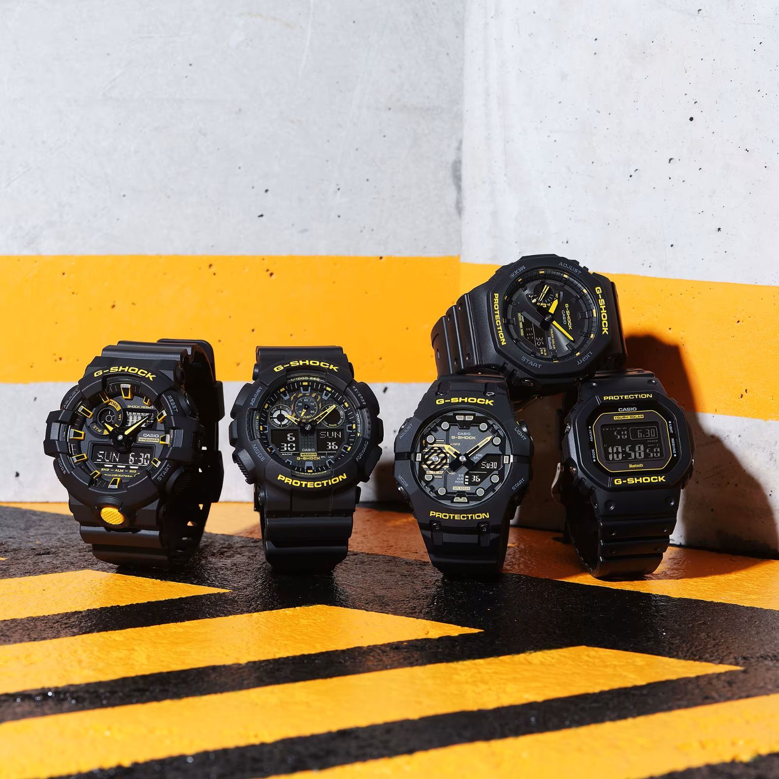 G-SHOCK、ブラックにイエローの“警戒色”を加えた5モデル