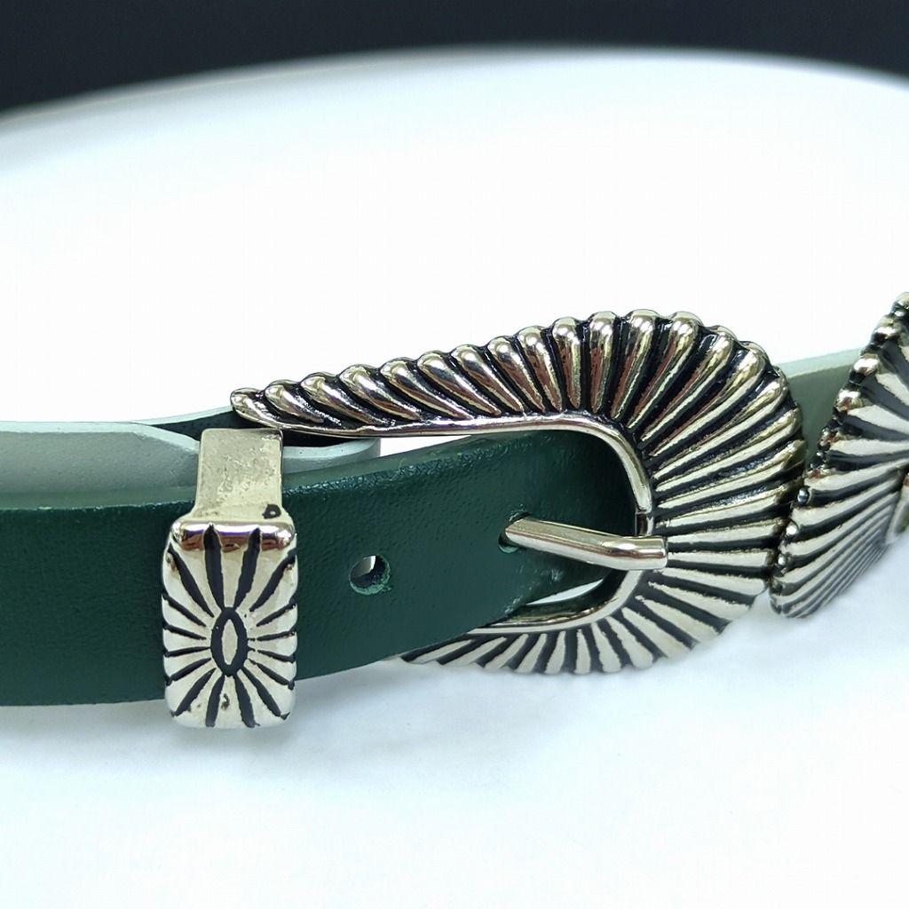 TOGA PULLA トーガプルラ ダブルバックルベルトグリーン 65～67.5cm 