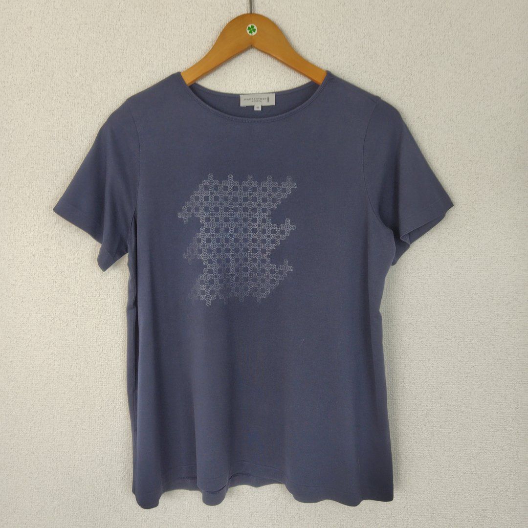 MACKINTOSH LONDON マッキントッシュ ロンドン Tシャツ 幾何学柄 ネイビー 40サイズ レディース 古着 モード MACKINTOSH LONDON マッキントッシュ ロンドン Tシャツ 幾何学柄
