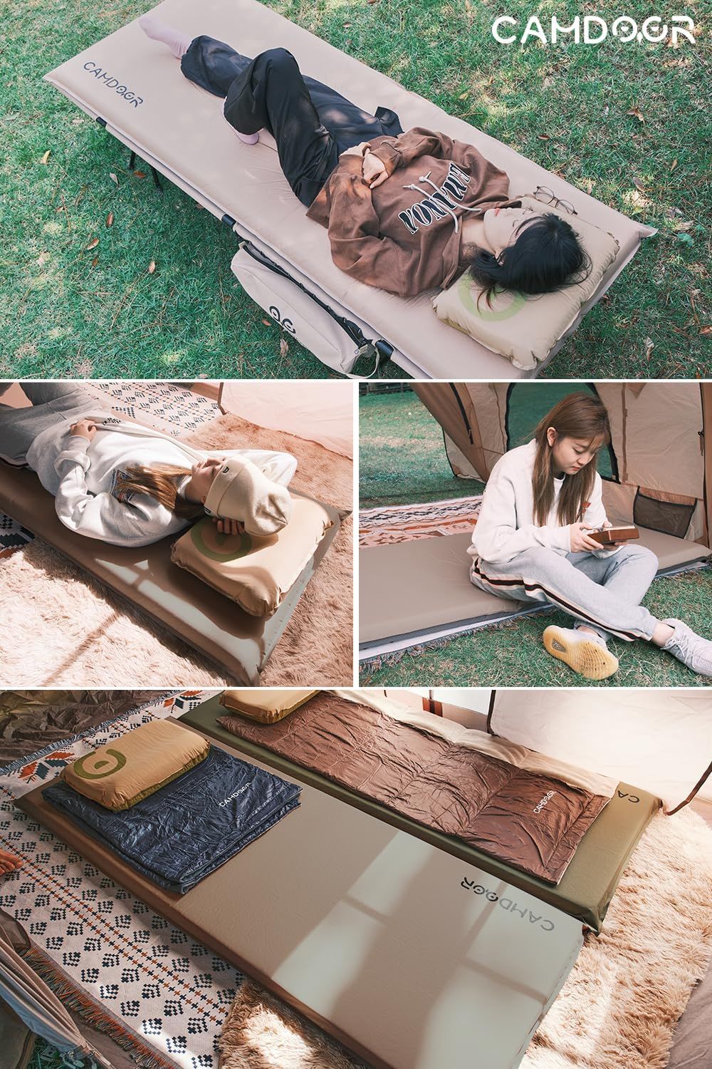 美品 CAMDOOR インフレーターマット【厚さ8センチ】ベージュ3つセット 美品 CAMDOOR インフレーターマット【厚さ8センチ】ベージュ3つ