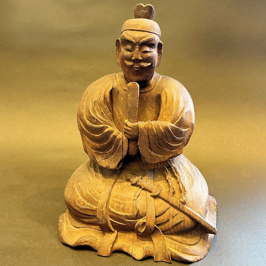 菅公　菅原道真　木彫り　彫刻　工芸品　芸術　置物　オブジェ　骨董品　天神様　仏閣 天神様 菅原道真 木彫 木製 時代物 置物 学問の神様 彫刻 オブジェ