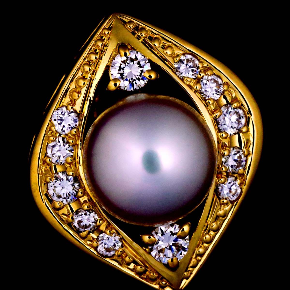 K18YG/ダイヤ/パール イヤリング あこや本真珠 K18YG 0.02ct