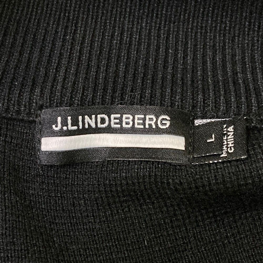 サイズ：L J.LINDEBERG ジェイリンドバーグ  ウール混 切替 ニット ジップジャケット 総柄 ブラック系 [240101432898] ゴルフウェア メンズ ストスト サイズ：L J.LINDEBERG ジェイリンドバーグ ウール混 切替