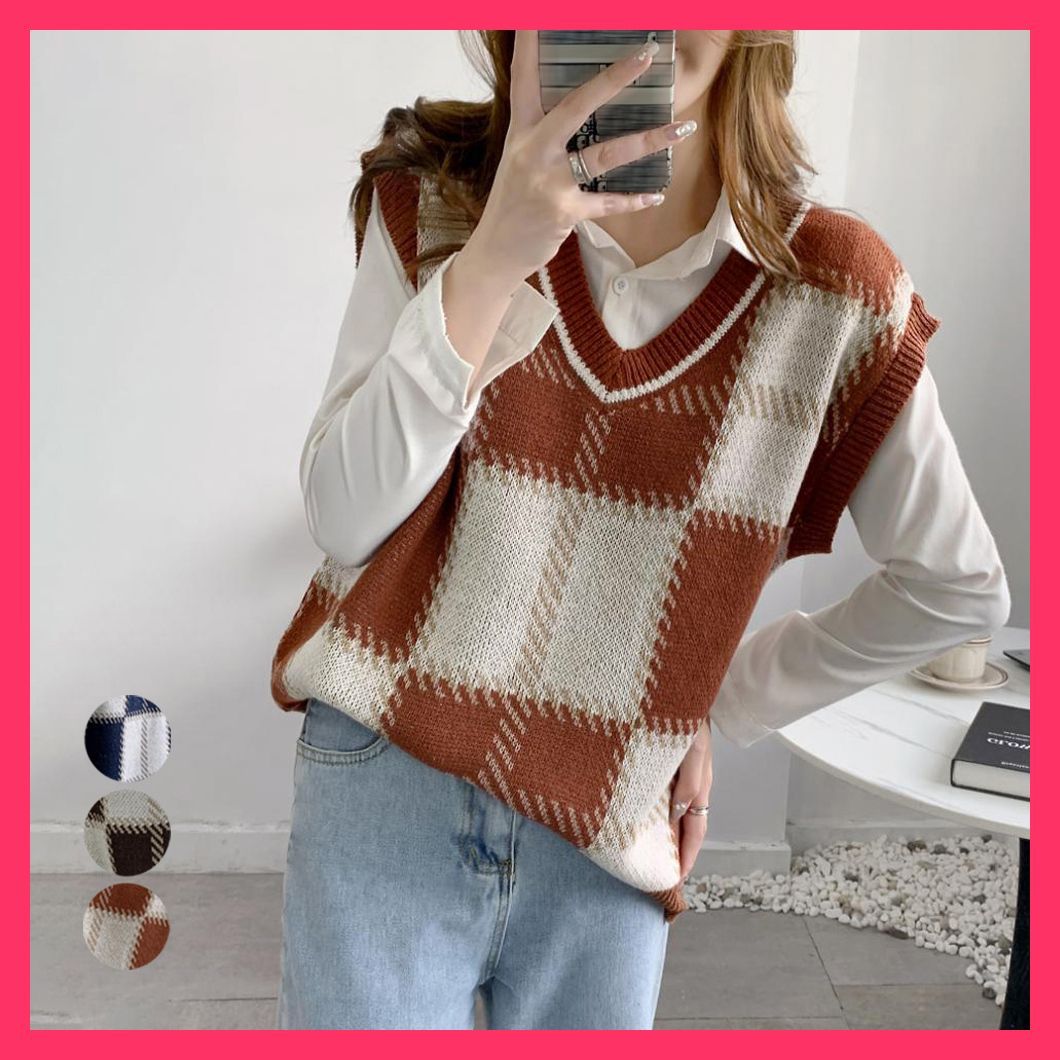 ATSUROTAYAMA チェックベスト メルカリ市限定 BROWN by 2-tacs ギンガムチェックベスト 