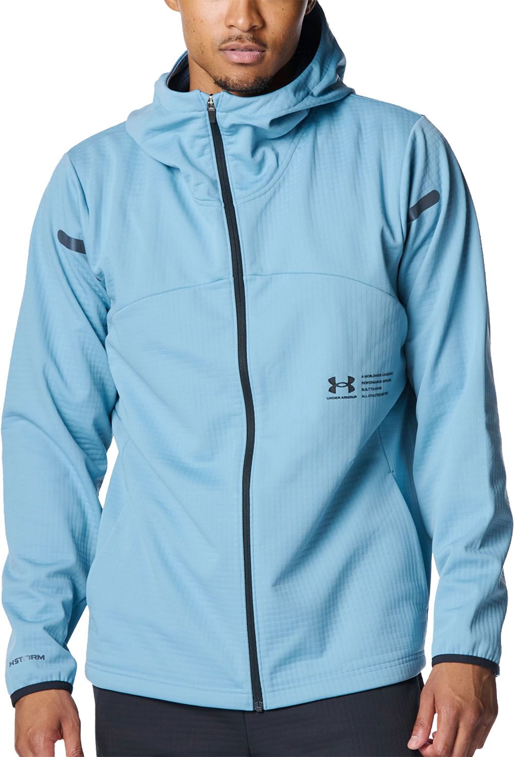アンダーアーマー UNDER ARMOUR UA WINTER KNIT 3 LAYER FULL-ZIP HOODIE メンズ ウォームアップ アウター 軽量 撥水 保温 通気性 防風 トレーニング 雨 6007393 418 BLUESMOKE