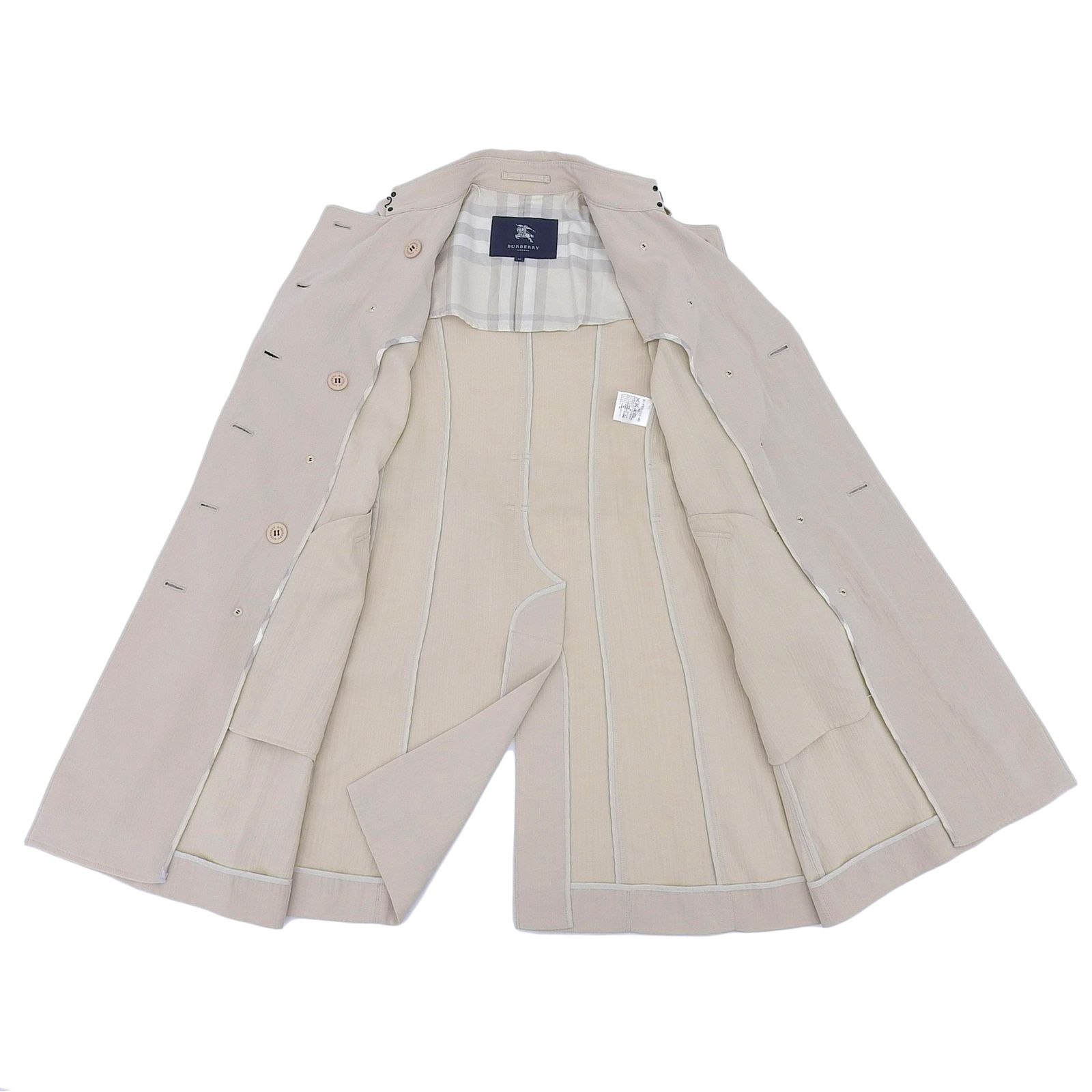 期間限定割引40%！ ▲BURBERRY LONDON バーバリーロンドン B1A17-731-40 ロゴボタン ベルト付き トレンチコート ベージュ 40 レディース 品質保証で、高速配送！