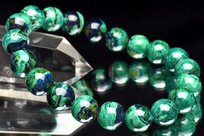 １点物 AAA ペルー産 アズロマラカイトインクリソコラ 10mm ブレスレット パワーストーン 天然石 _U7386