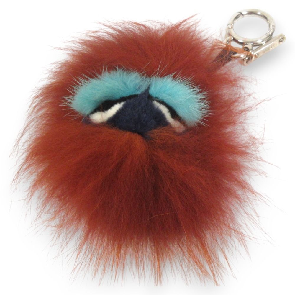 FENDI フェンディ バッグバグズ モンスター ファー バッグチャーム キーホルダー ブラウン系 レディース 古着