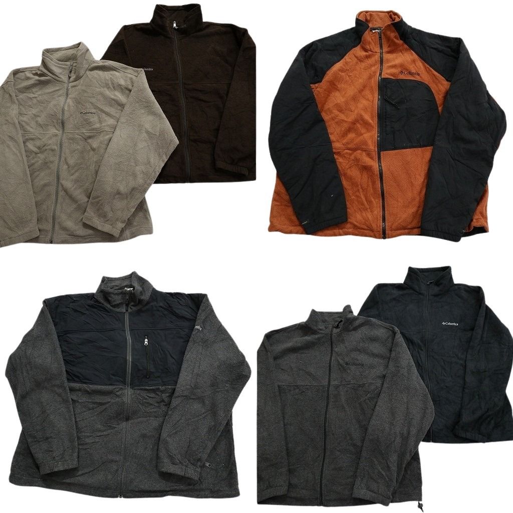 古着卸 まとめ売り コロンビア フリース 6枚セット (メンズ 2XL ) デナリ型 フルジップ 切替 スタンドカラー 中古 古着 MY4552