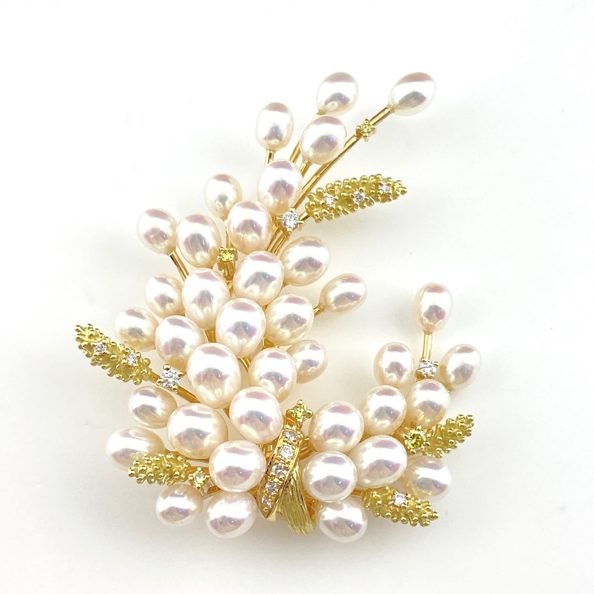タサキ TASAKI パール デザインブローチ K18 イエローゴールド 真珠 ...