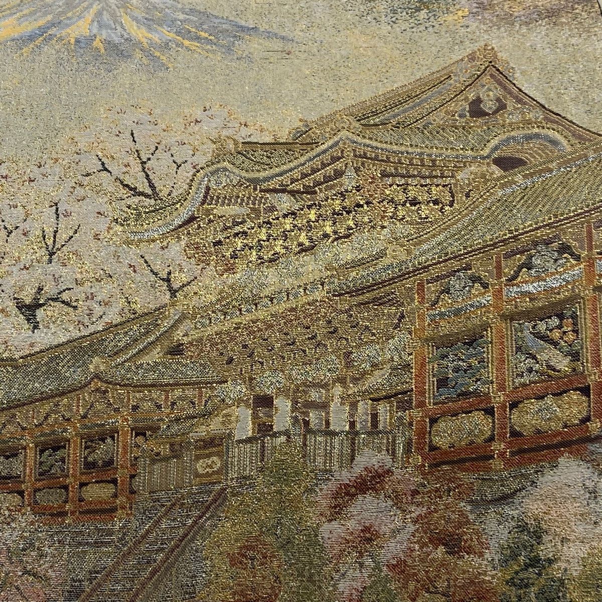 丸帯 日本紀行 箔 金糸 金色 お太鼓柄 正絹