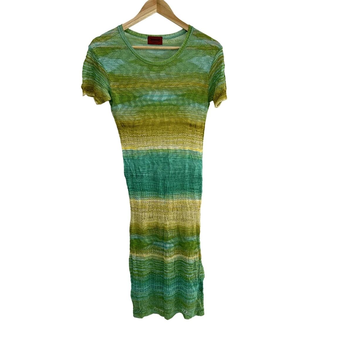 ミッソーニ MISSONI サイズ40 M ブルー×ピンク×マルチ レディース ストライプ 新品同様 ワンピース