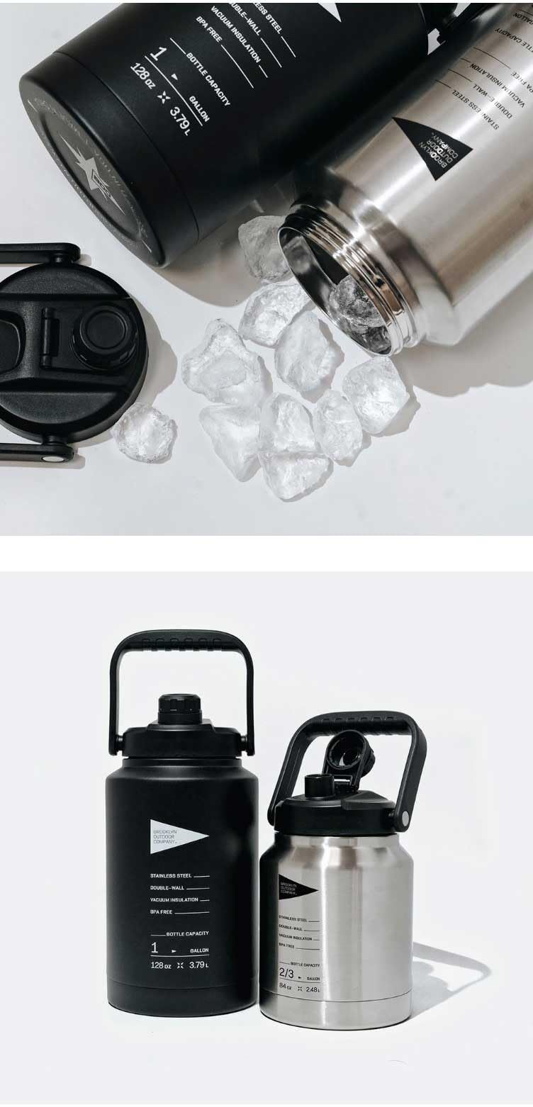BROOKLYN OUTDOOR COMPANY BOC ブルックリンアウトドアカンパニー アイスジャグ 2.5L 3.8L 保冷 保温 NY発 キャンプ アウトドア 真空断熱構造 2.5L ブラック HRDEVELOPMENT_JP