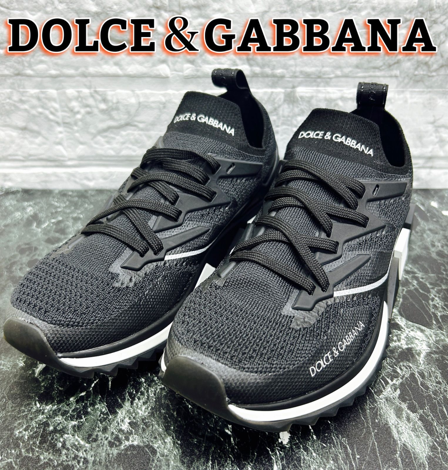 美品】DOLCE&GABBANA ドルチェ＆ガッバーナ CS1822 ソレント ロゴ入り ニットスニーカー ブラック 41（約26.0cm相当）メンズ  スリッポンスニーカー | Shop at Mercari from Japan! | Buyee