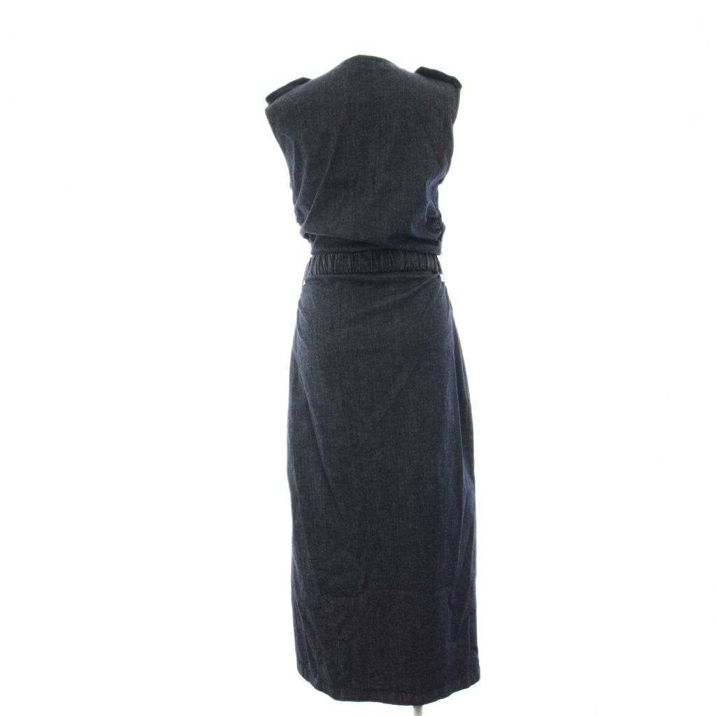 ザラ ZARA デニムワンピース マキシ ロング ノースリーブ ベルト付き