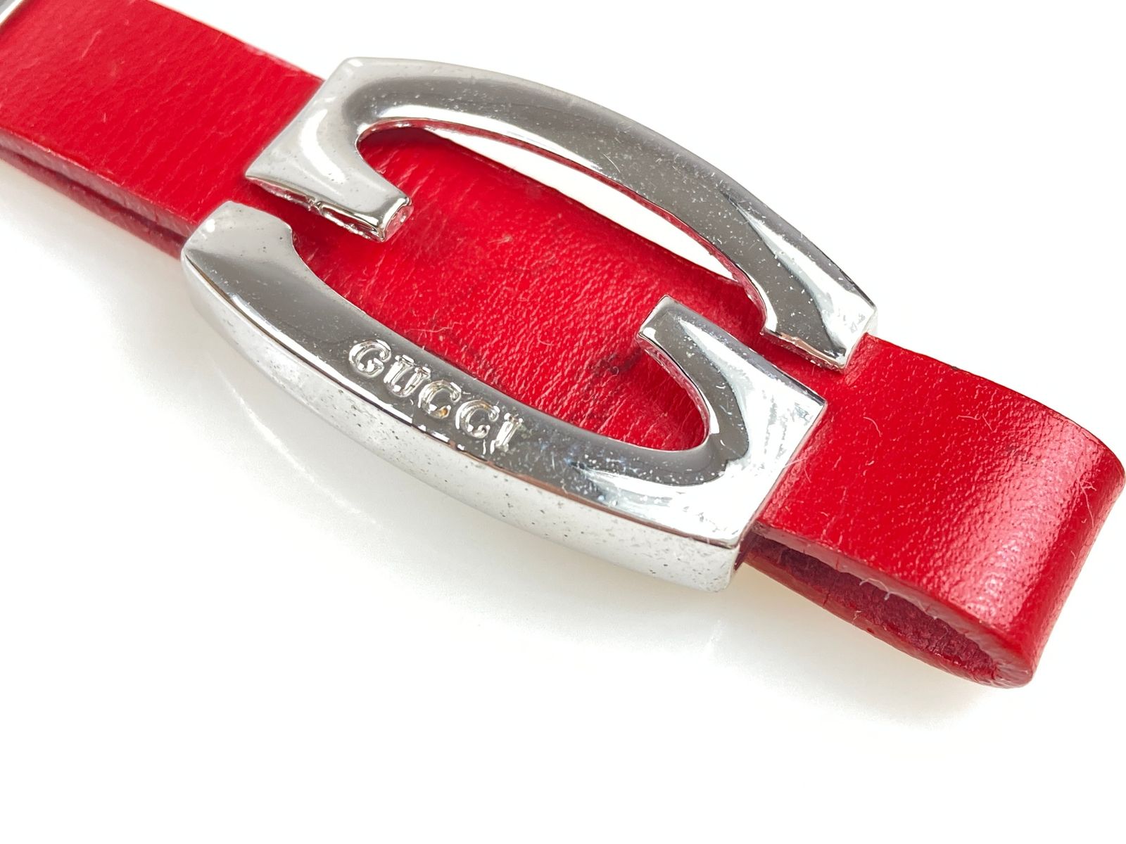 GUCCI レザー携帯ストラップ GUCCI Leather Cell Phone Strap GG Logo Reddish Brown made