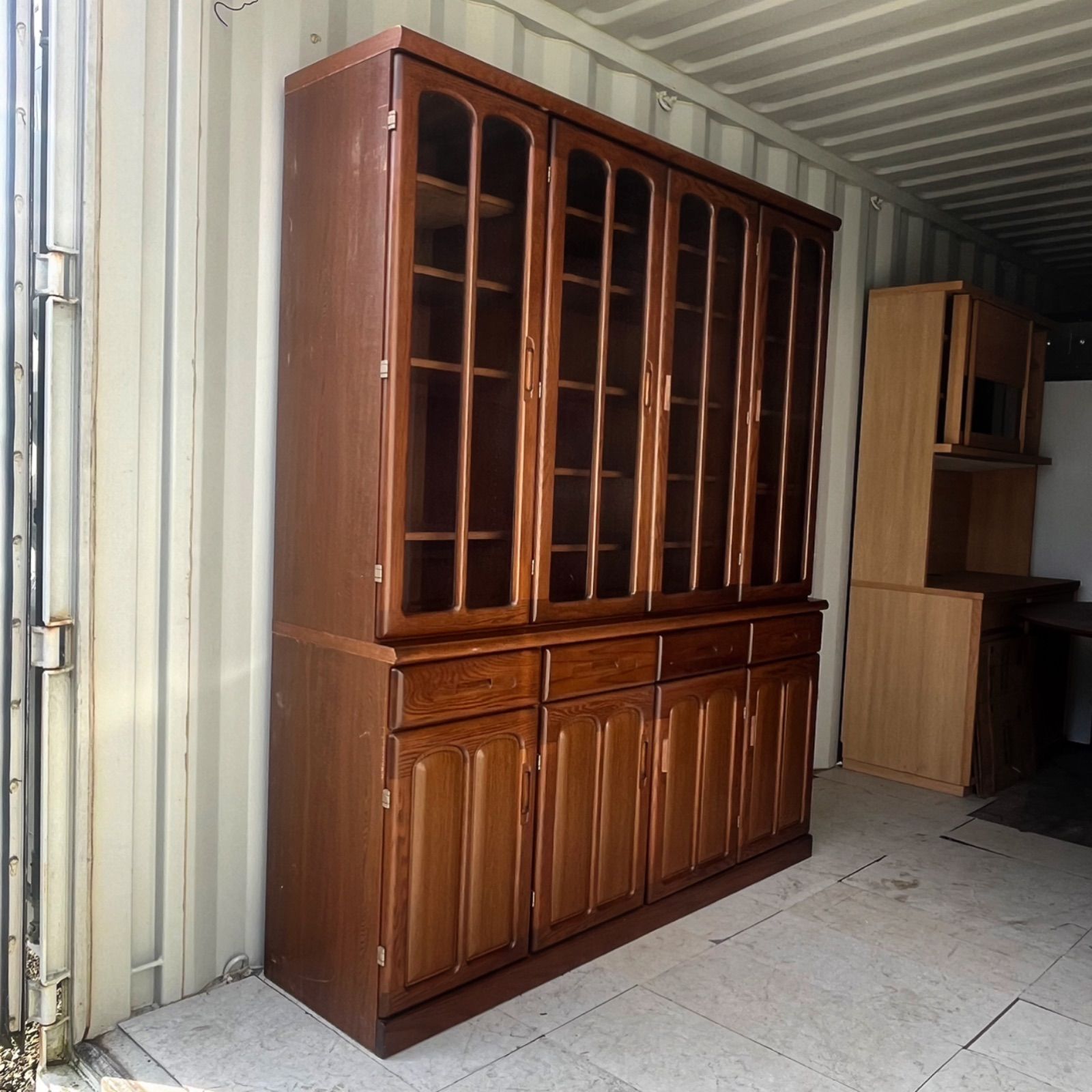 取付無料！シギヤマ家具 天然木北欧風アンティーク食器棚 キッチン