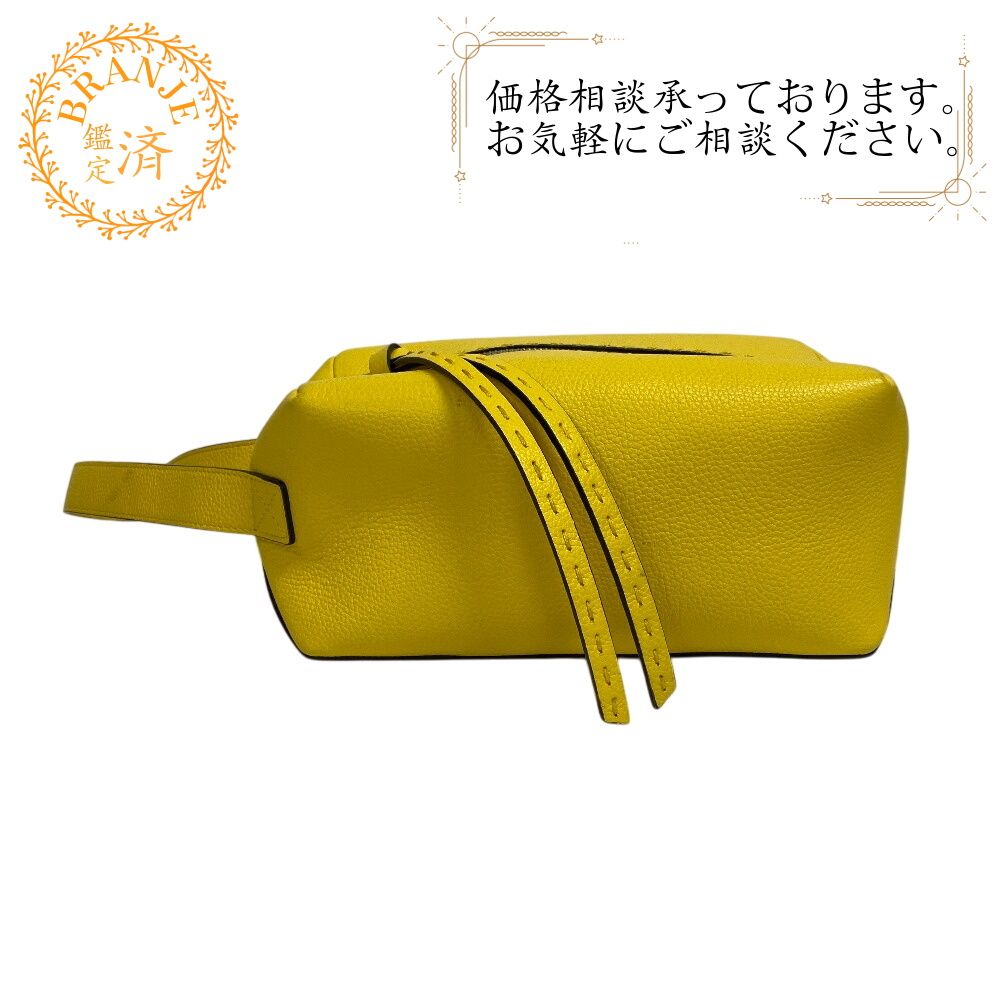５％OFF フォロワークーポン FENDI フェンディ 7N0149 ダイアゴナル FENDI Roma レザーポーチ FENDI FF クラッチバッグ バッグ カバン ブランド セカンドバッグ 結婚式 パーティー イエロー ユニセックス おすすめ 人気