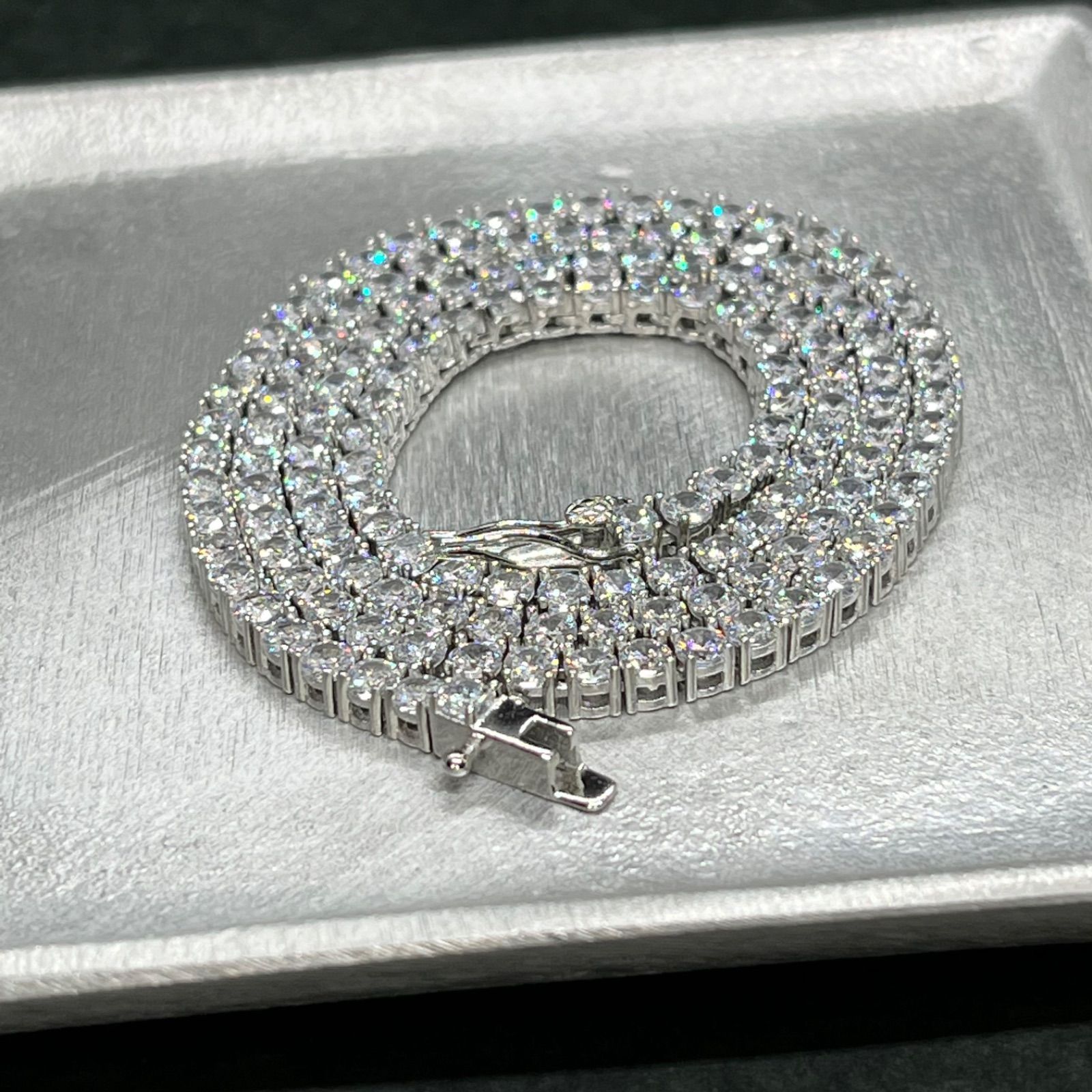 シルバー silver925 3㎜18インチ ジルコニア ダイヤ テニスチェーン シルバー925 テニスチェーン テニスネックレス 18インチ3mm ジルコニア