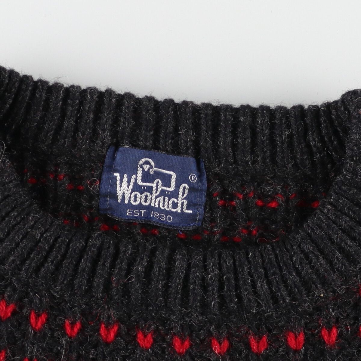 古着 80年代 ウールリッチ WOOLRICH バーズアイ柄 ウールニット 