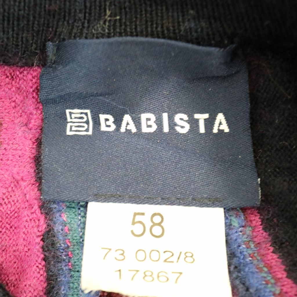 BABISTA 3Dデザイン クルーネック ニット セーター プルオーバー 柄 マルチ パープル (メンズ 58)   N5969